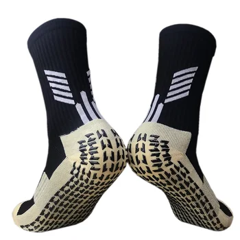 Мужские летние носки для бега, велоспорта, футбола, высококачественные мужские хлопчатобумажные и резиновые носки, противоскользящие дышащие футбольные носки, 8 цветов