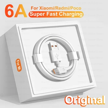 6A Оригинальный Кабель USB Type C Для Xiaomi Mi 12 11 10 13 Pro Кабели Для Сверхбыстрой Зарядки Redmi Note 12 Turbo 10 11 Pro Аксессуары