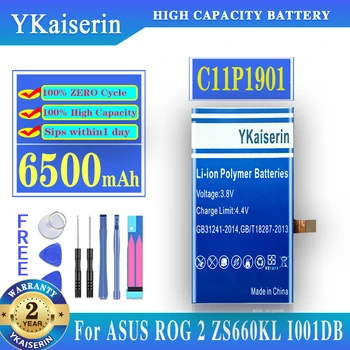 YKaiserin Для ASUS Высокой Емкости C11P1901 ZS660KL I001DB Аккумулятор Для Телефона ASUS ROG 2 ROG2 Игровой Телефон 6500 мАч + Бесплатные Инструменты