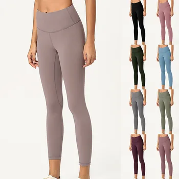 Новые разноцветные однотонные эластичные укороченные брюки для йоги с высокой талией, подтягивающие бедра, спортивные повседневные брюки, брюки для йоги