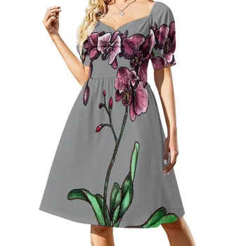 Новые Орхидеи, Акварельная Живопись, Платье без рукавов, женские летние платья 2023, пляжные платья
