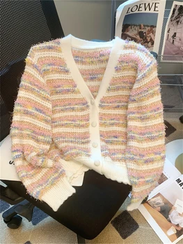 Зимний женский свитер, вязаный кардиган, свитер для девочек Оверсайз, Женский Кашемировый пуловер, топы, Макси с длинным рукавом, винтажный Y2k, толстый
