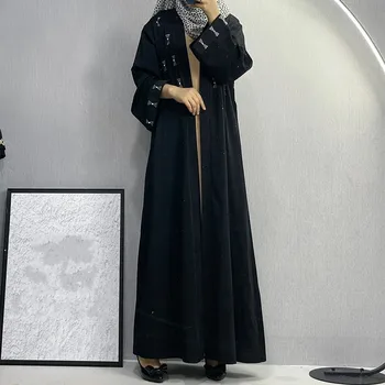 Цельный Рамадан Ид Мубарак Открытая Абая Кимоно Дубай Турция Ислам Кафтан Мусульманское Платье Одежда Абаи Для Женщин Халат Кафтан