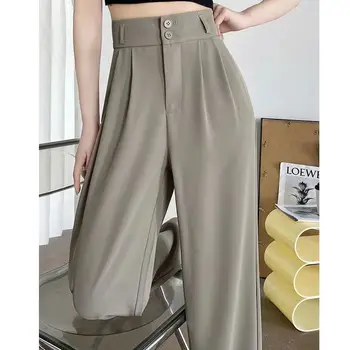 Женские модные Женские брюки, тонкие Ретро Уличные повседневные брюки-харен, женские повседневные прямые однотонные брюки полной длины G414