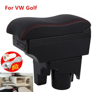 Для VW golf V Коробка для подлокотника ДЛЯ VOLKSWAGEN GOLF 5 MK5 V GOLF 6 MK6 VI Центральный ящик для хранения подлокотника салона автомобиля со светодиодной подсветкой USB