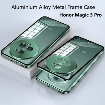 Чехол для Honor Magic 5 Pro Case Роскошный металлический каркас из алюминиевого сплава, бампер, защита камеры из закаленного стекла, задняя крышка телефона