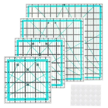 Линейки для квилтинга, 4 квадратных шаблона для квилтинга (4,5X4,5 дюйма, 6x6 дюймов, 9,5X9,5 дюйма, 12,5X12,5 дюйма), Для квилтинга и шитья, долговечные