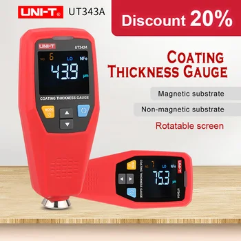 UNI-T UT343A Автомобильный измеритель толщины краски, измеритель покрытия, проверка краски, автомобильный тестер, измерительный инструмент 0-1750 мкм FE NFE
