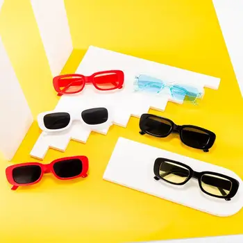 Модные Маленькие прямоугольные Солнцезащитные очки Женские Винтажные Брендовые Роскошные Металлические Солнцезащитные очки в стиле Стимпанк Винтажное зеркало UV400