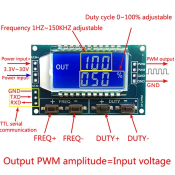 DC 3,3 В-30 В 1-Канальный Двухрежимный Генератор сигналов частотой 1 Гц-150 кГц Прямоугольный ЖК-дисплей PWM С Регулируемым Рабочим циклом Частоты Импульсов