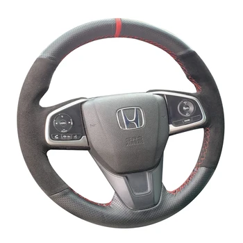 Оплетка для ручного шитья, чехол для рулевого колеса автомобиля, Противоскользящая замша, натуральная кожа для Honda Civic 10-го поколения, 2016-2019 Автомобильные аксессуары