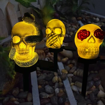 Торшеры с черепом ужасов для Хэллоуина, Многофункциональная декоративная лампа для сада во внутреннем дворе.