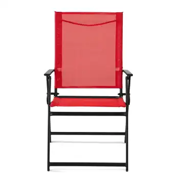 Комплект из 2 складных стульев из стальной стропы для внутреннего дворика, красный
