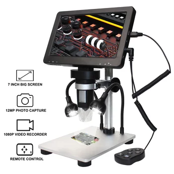 Цифровой USB-микроскоп DM9 с 7-дюймовым HD-экраном с 1200-кратным увеличением, Инспекционная камера, Лупа, внешний свет, светодиодный цифровой микроскоп.