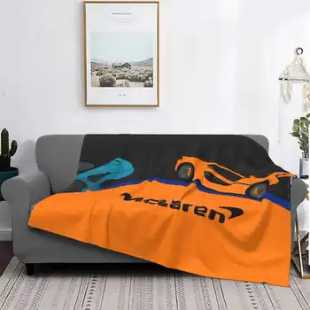 Удобное Теплое Мягкое одеяло Mclaren Four Seasons С логотипом автомобиля Mclaren Оранжево-синий