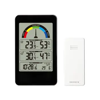 Цифровой термометр-гигрометр с беспроводной индикацией комфорта для домашнего использования Черный