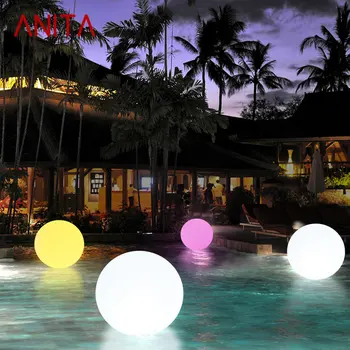 ANITA Современный ландшафтный светильник с плавающим шаром, креативный светильник для бассейна на открытом воздухе, светодиодный пульт дистанционного управления, водонепроницаемый IP65 для сада отеля