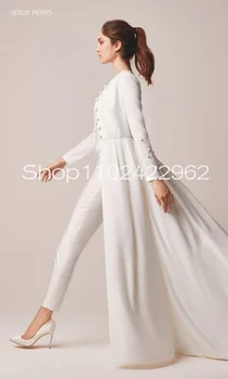Кружевной комбинезон с пятнами, свадебные платья с длинным рукавом, пальто, куртка-двойка, Бюстоны с аппликацией, Свадебное платье, брючный костюм, наряд