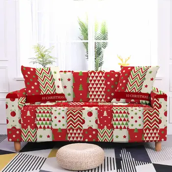 Эластичный чехол для дивана с рождественским принтом в красную клетку, все включено, пылезащитный и устойчивый к морщинам Чехол для дивана
