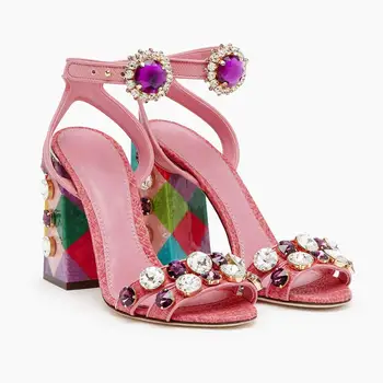 Милые сандалии на высоком каблуке с жемчугом, летняя обувь 2020 года, женские дизайнерские сандалии-гладиаторы с ремешком на щиколотке, женские туфли-лодочки Sapatos mujer