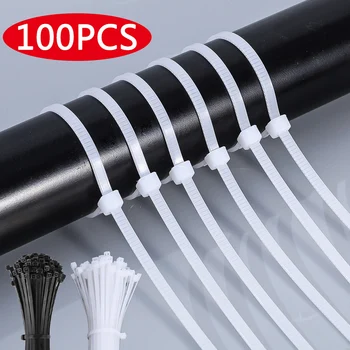 Пластиковая нейлоновая кабельная стяжка 100 ШТ Самоблокирующихся многоразовых кабельных органайзеров Ремешок Для управления кабелем Пластиковые стяжки для домашнего офиса