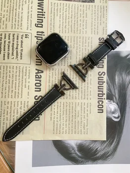 Ремешок из натуральной Кожи Для Apple Watch Ремешок Ultra 49 мм 41 мм 45 мм 38 мм 44 мм 40 мм Роскошный Браслет iwatch series 8 7 6 5 4 3 SE 42 мм
