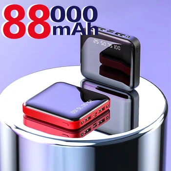Портативный внешний аккумулятор Mini Power Bank емкостью 88000 мАч с быстрой зарядкой, портативное зарядное устройство для iPhone Xiaomi Samsung