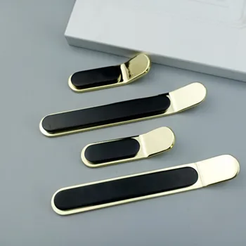 Современные простые Золотисто-черные ручки комода Дверные ручки кухонного шкафа Ручка ящика шкафа Мебельная фурнитура