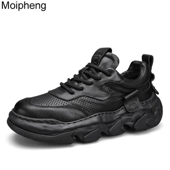 Женские кроссовки Moipheng, Дышащая обувь для ходьбы на платформе, Мужские повседневные теннисные кроссовки, пара черных кроссовок на шнуровке, Zapatos