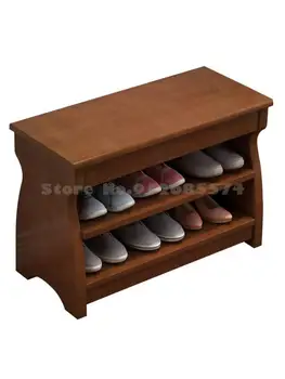 Табурет для переодевания обуви из цельного дерева, табурет для хранения бытовой обувной шкаф с откидной крышкой, трехслойная большая модель, на которой можно сидеть
