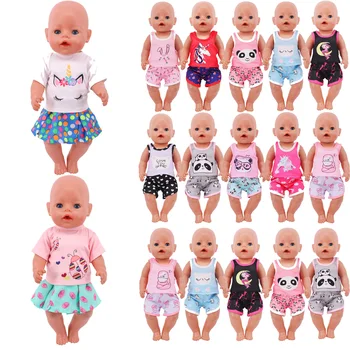 Милый Топ-Жилетка + Шорты, Аксессуар Для Одежды Из Переработанной Куклы Для Новорожденных 43 см, 18-Дюймовая Американская Кукольная Игрушка Для Девочек, Наше поколение