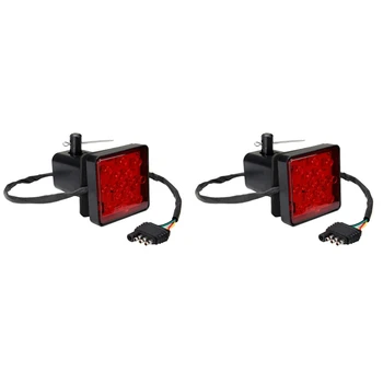 2X Красный 15 светодиодный 2-дюймовый прицеп для прицепного устройства, Крышка приемника для буксировки, Стоп-сигнал со штырем 12V