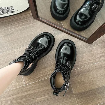 Сапоги, женская обувь с круглым носком, осенние сабо на платформе, роскошные дизайнерские ботинки-Женская мода 2023, модные женские туфли