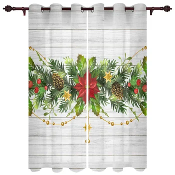 Рождественские занавески из сосновых иголок и листьев для гостиной, спальни, роскошные современные кухонные занавески, тканевые шторы