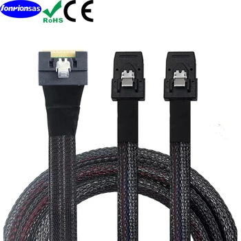 Универсальный кабель с защитой от перекоса SFF-8654 8i 74Pin PCI-E Ultraport Slimline 4.0 к двойному кабелю SFF-8087 4i