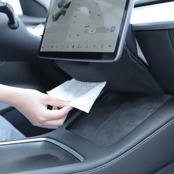 Автомобильный Скрытый Держатель Ткани Коробка для Tesla Модель 3 Y Подлокотник Салфетка Для Спинки Сиденья Центральная Консоль Стекающаяся Сумка Для Хранения Автоаксессуаров