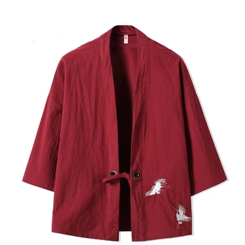 Летний мужской кардиган Хаори, рубашка-кимоно, японская одежда самураев, халаты, свободные мужские Оби, куртка Юката, уличная одежда, азиатская одежда