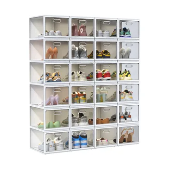 Бесплатная установка, коробка для обуви, коробка для хранения, прозрачная коробка для обуви, шкаф для обуви, пластиковая складная стойка для хранения.