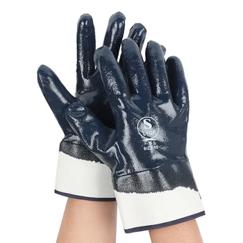 Рабочие перчатки из нитриловой резины, водонепроницаемая износостойкая Маслостойкая обработанная конструкция, утолщающие защитные перчатки для полных рук