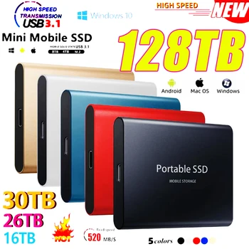 2023 Портативный SSD USB 3,1 4 ТБ 6 ТБ SSD Type-C Жесткий Диск 2 ТБ 16 ТБ 30 ТБ Внешний SSD M.2 для Ноутбука Настольный SSD Диск флэш-памяти