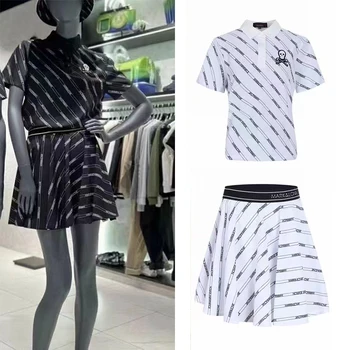 MARK Одежда для гольфа, женский костюм, лето 2023, Новый модный топ с отворотом, спортивный костюм для гольфа, дышащая плиссированная юбка