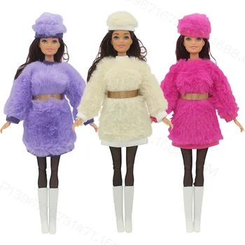 1 КОМПЛЕКТ новой кукольной меховой одежды, длинные чулки, Обувь, шляпы, одежда для куклы Барби, одежда для куклы, аксессуары для куклы, игрушка для девочки