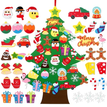 Рождественская елка из фетра своими руками Веселые рождественские украшения для дома 2023 Орнамент Xmas Navidad Подарки на День рождения Новогодние украшения