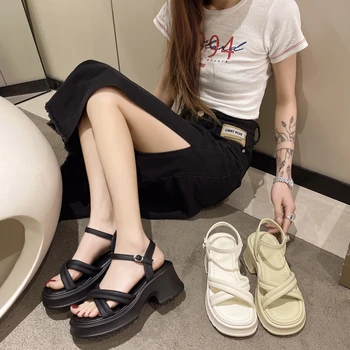 2023 Новые Универсальные сандалии на толстом каблуке, Женская летняя верхняя одежда, обувь для торта на толстой подошве.