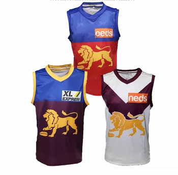 Мужская спортивная рубашка для регби на Гернси 2021 Brisbane Lions Home / Away / Clash, S-3XL