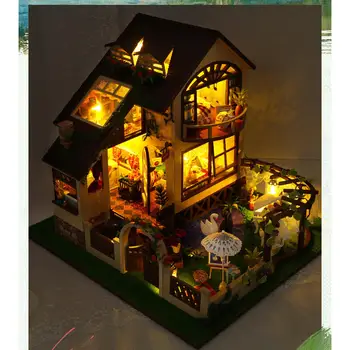 Миниатюрные наборы для кукольного домика, поделки из дерева, Игрушки со светодиодной подсветкой, с забавными 3D-головоломками для взрослых, друзей детей