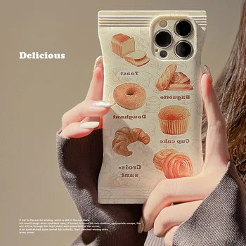 Мультяшный хлеб-головоломка, чехол для телефона iPhone 14 13 12 11 Pro Max PLUS, силиконовая мягкая противоударная задняя оболочка