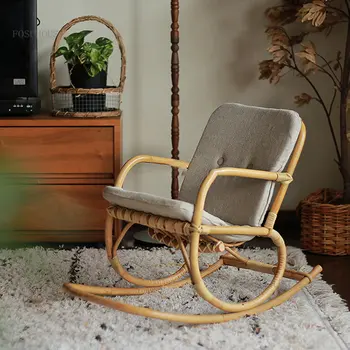 Дизайнерские стулья для гостиной из ротанга, кресла-качалки для домашнего отдыха, Одноместное ленивое кресло, Скандинавская мебель для гостиной, Балкон