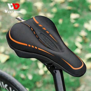 Гелевый чехол для велосипедного седла WEST BIKING, мягкая силиконовая накладка, чехол для сиденья MTB дорожного велосипеда, комфортная дышащая противоскользящая велосипедная подушка