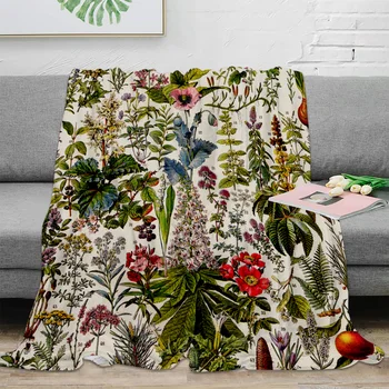Французский винтажный плакат с цветами, Фланелевое одеяло, Теплое мягкое одеяло для дивана, Зимняя простыня, покрывало для кемпинга, дорожное одеяло